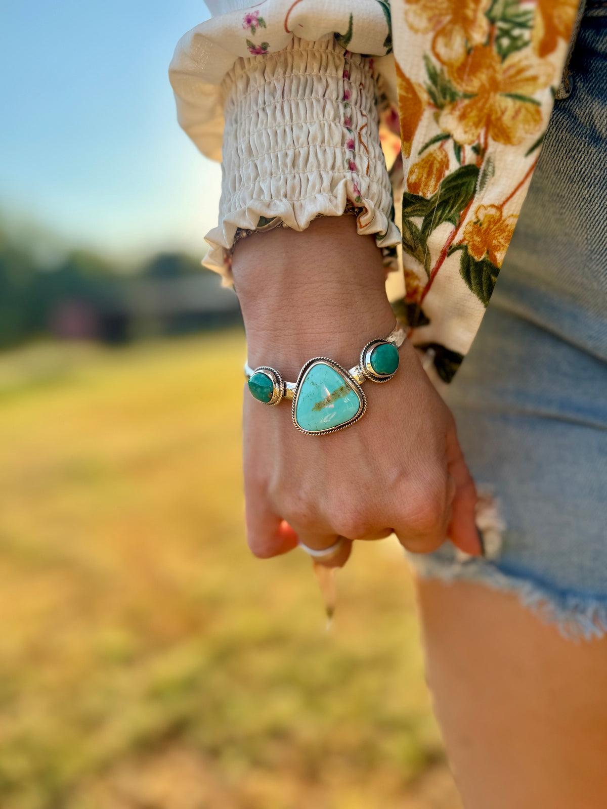 Turquoise Trio Sterling silver Cuff