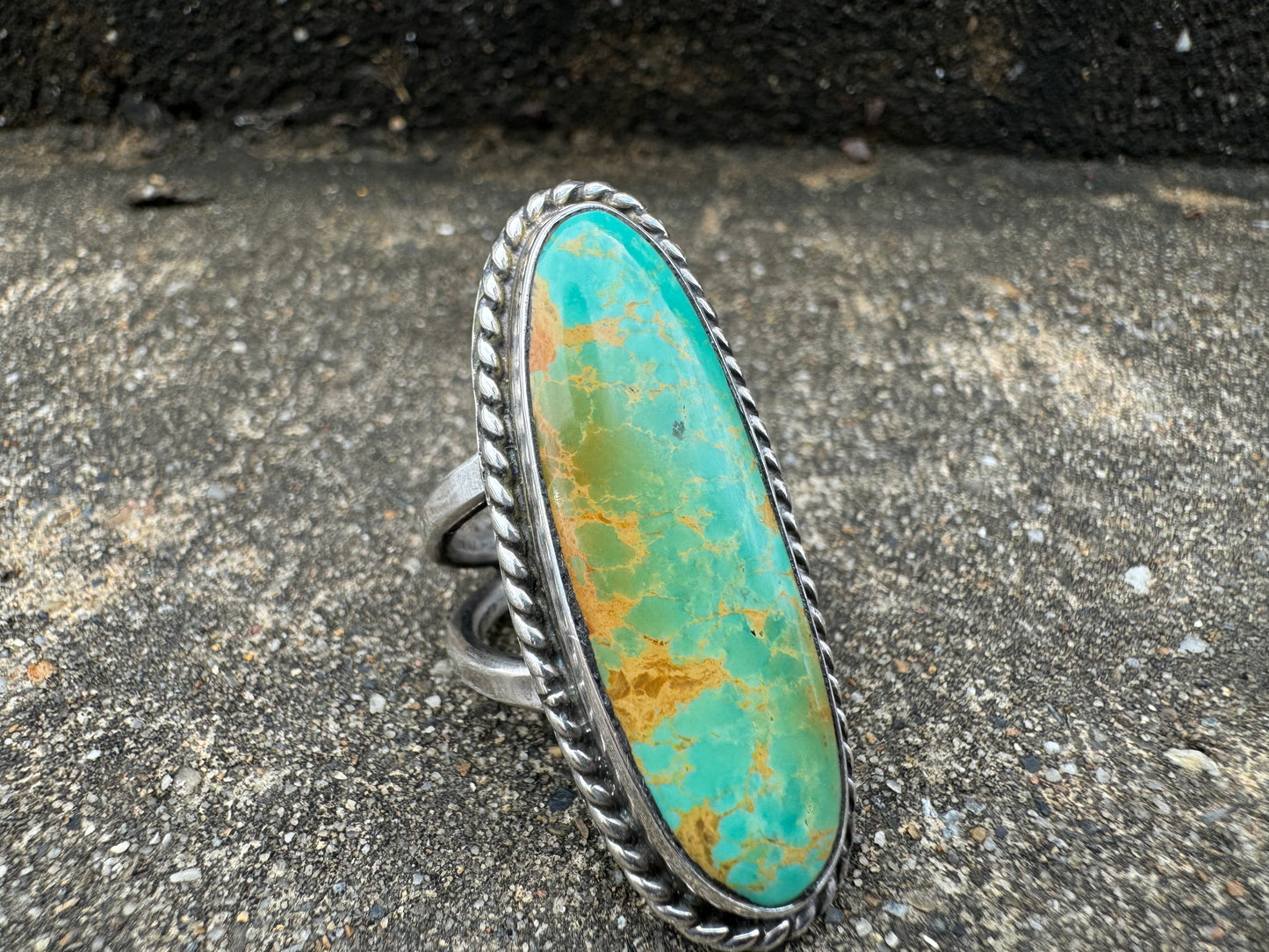 High grade Tyrone turquoise statement ring size 6.5