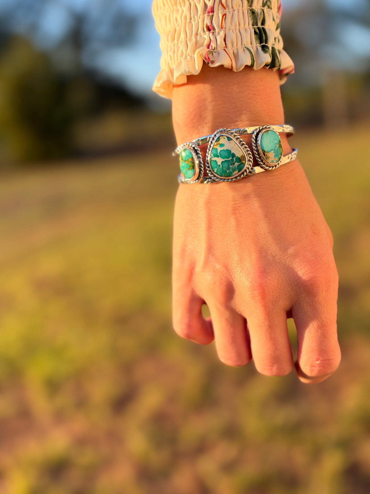 Sonoran Gold Turquoise Triple-Stone Cuff