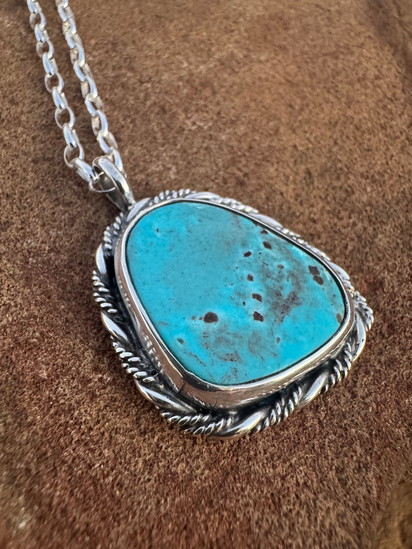 Kingman turquoise Rolo Chain necklace