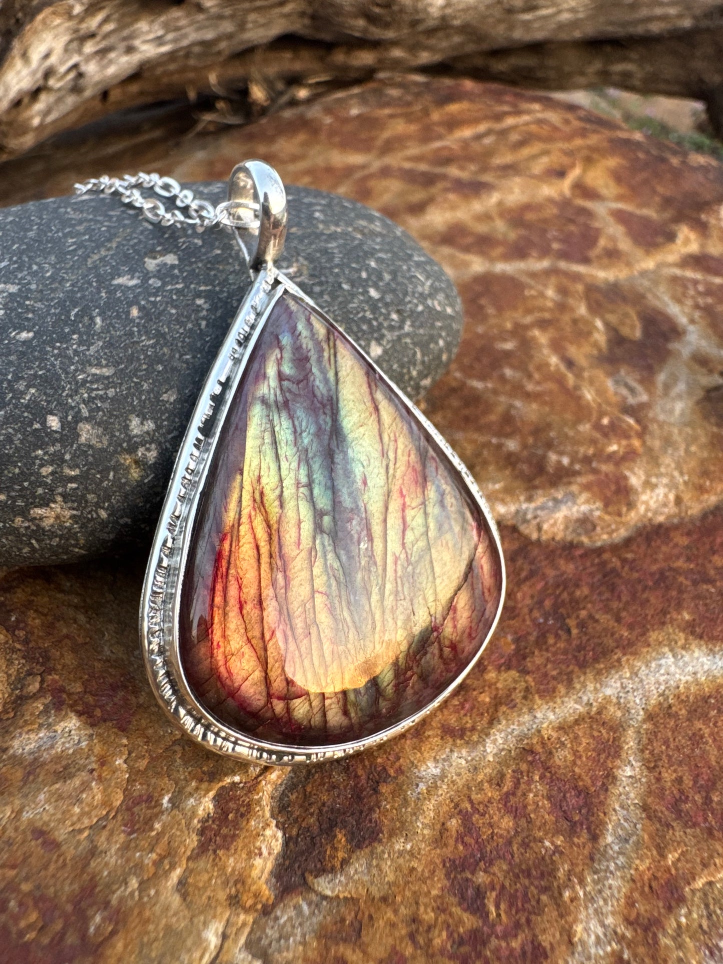Large Teardrop Labradorite Necklace