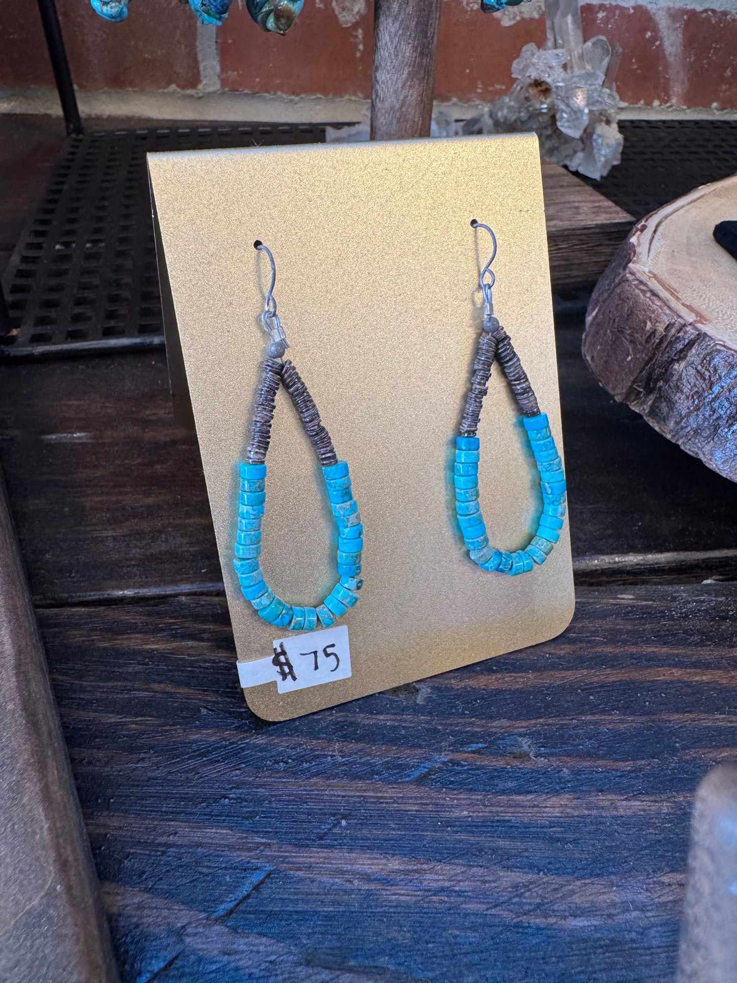 Turquoise and shell beaded Earrings