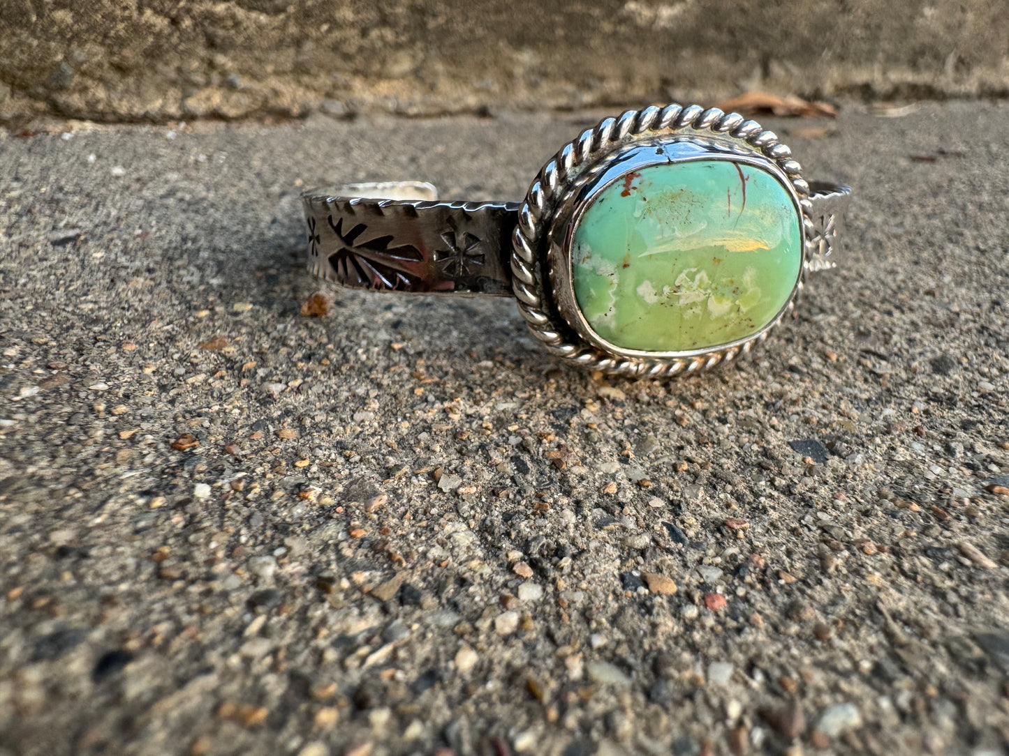 Green Tyrone Turquoise Stamped Cuff Bracelet