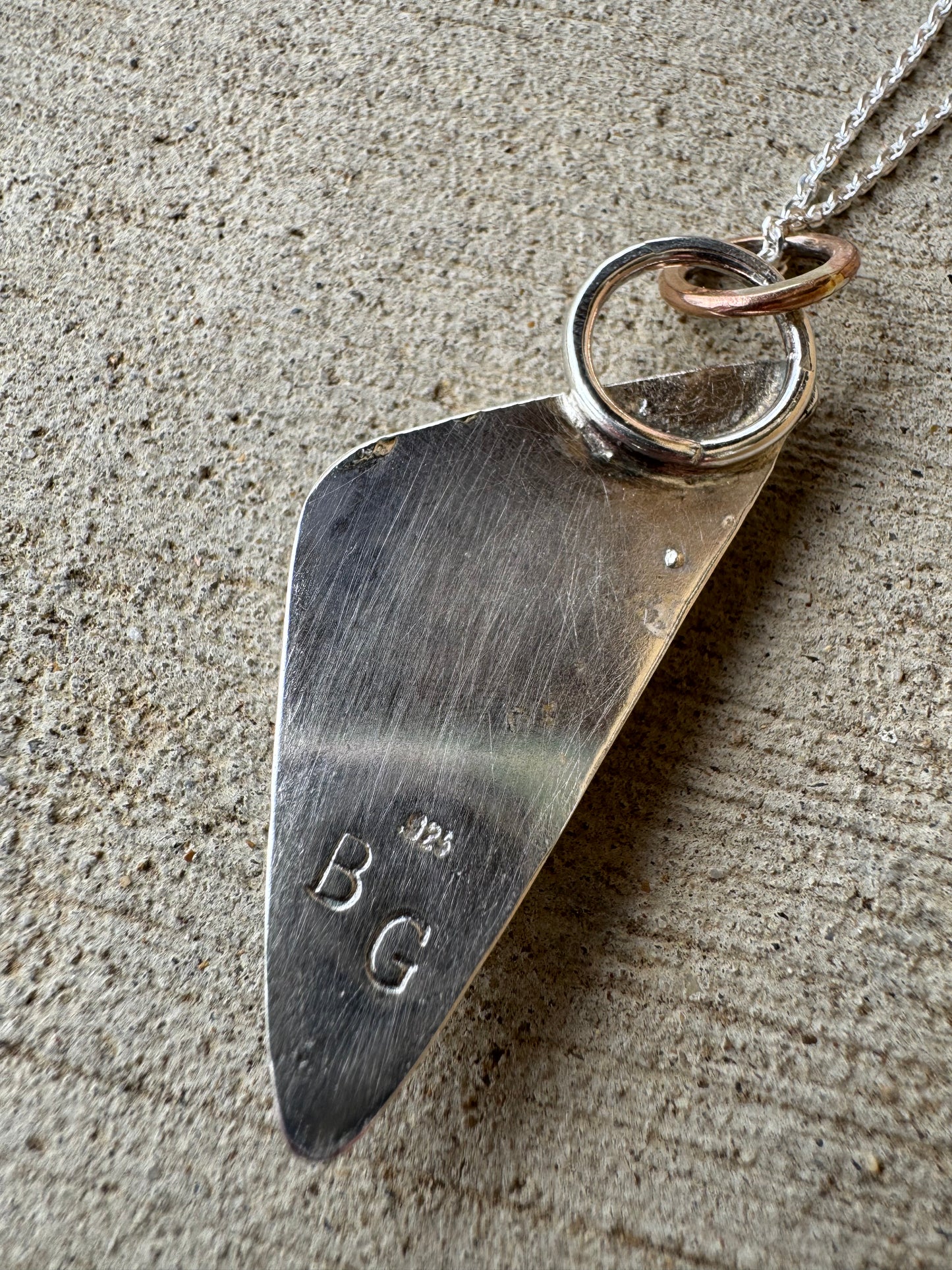 Bronze and silver Triangle Turquoise pendant