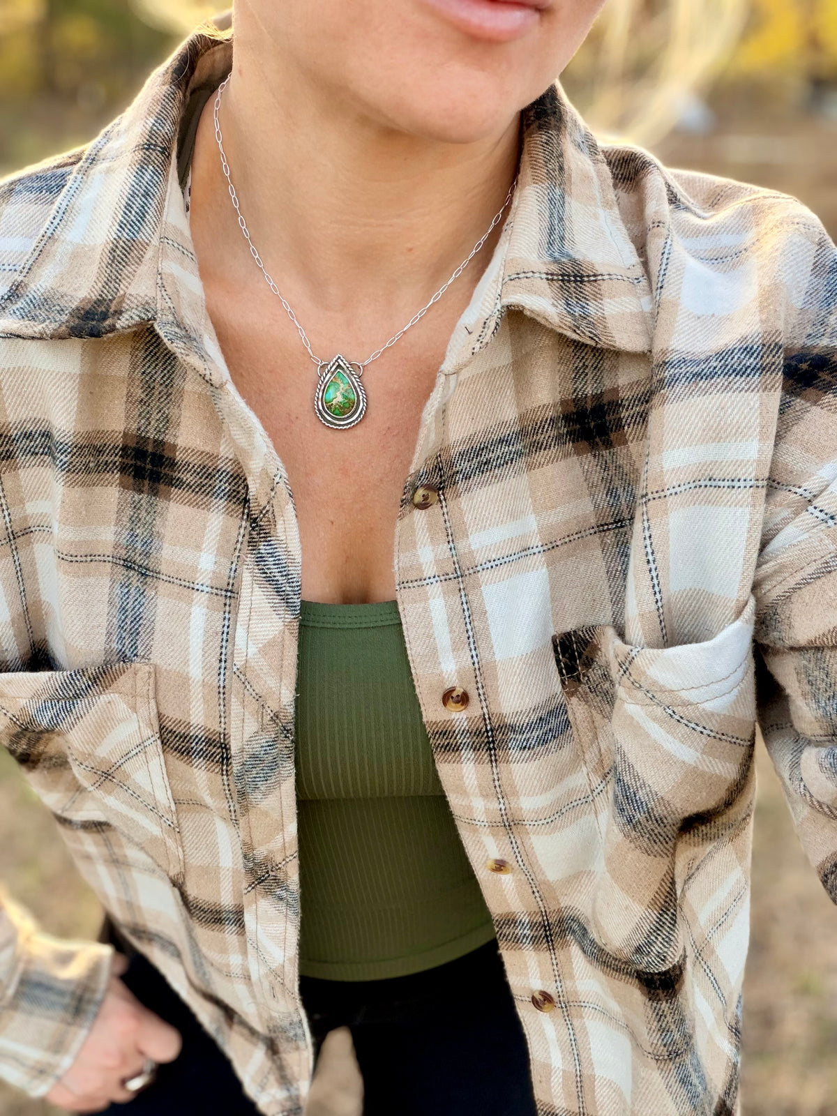 Wild Sage- Sonoran Gold Turquoise Necklace