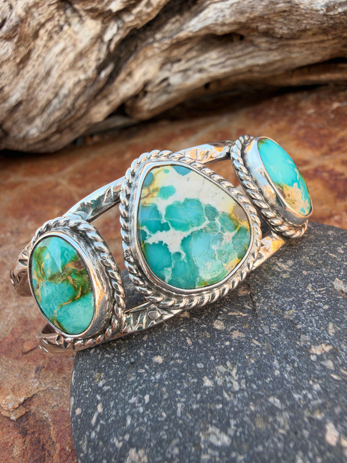 Sonoran Gold Turquoise Triple-Stone Cuff