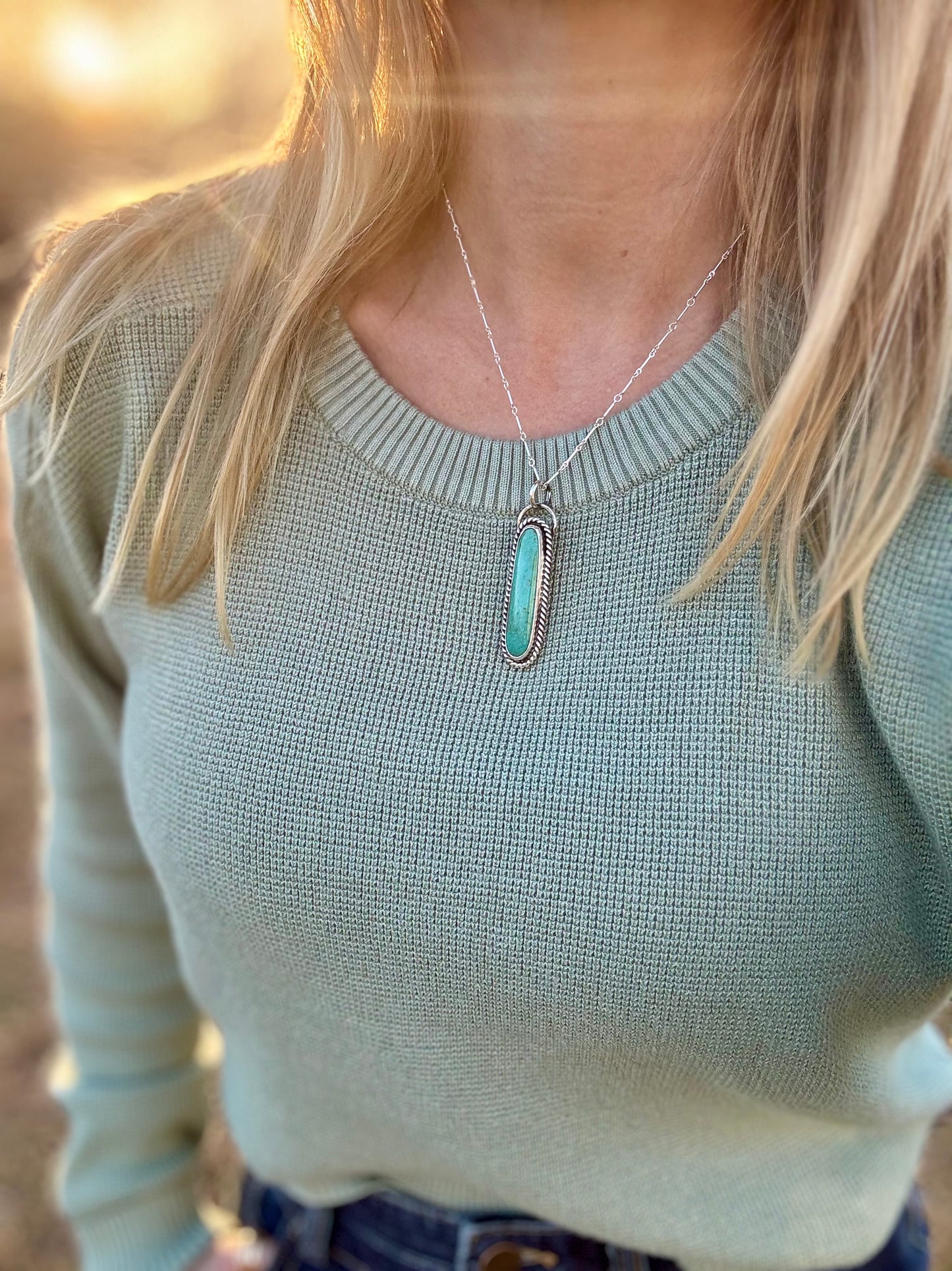 Long Oval Tyrone Turquoise Necklace