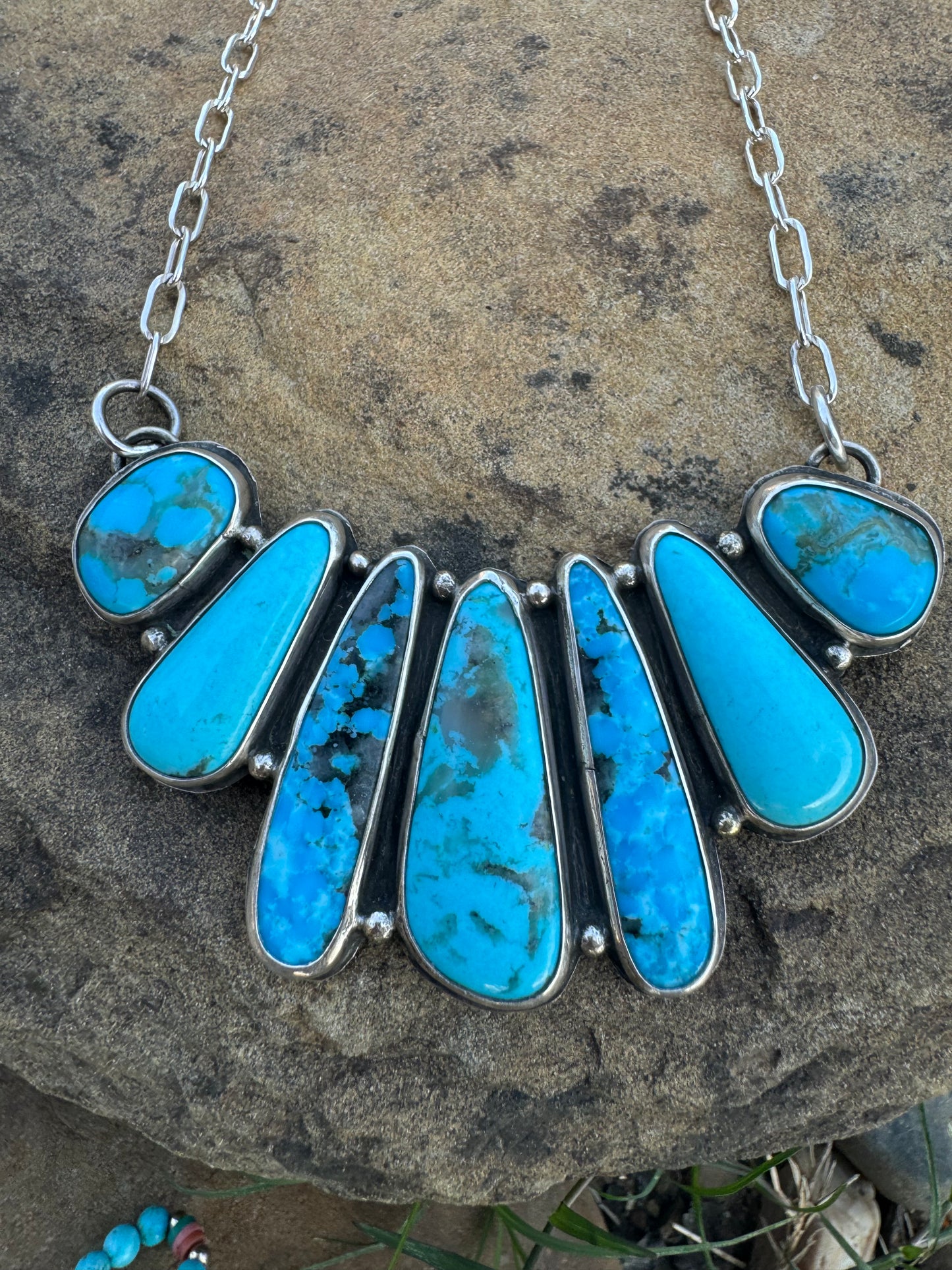 Huge turquoise bib necklace