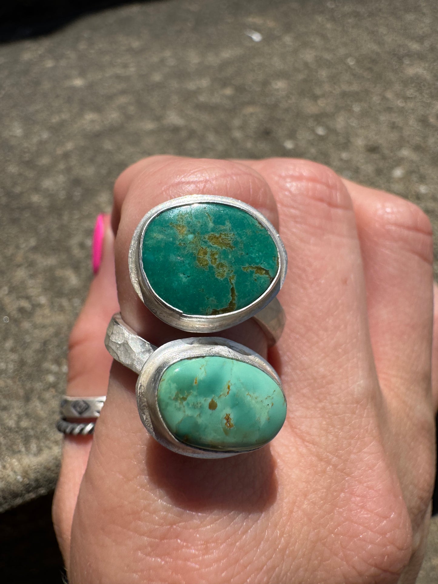 Green turquoise adjustable ring