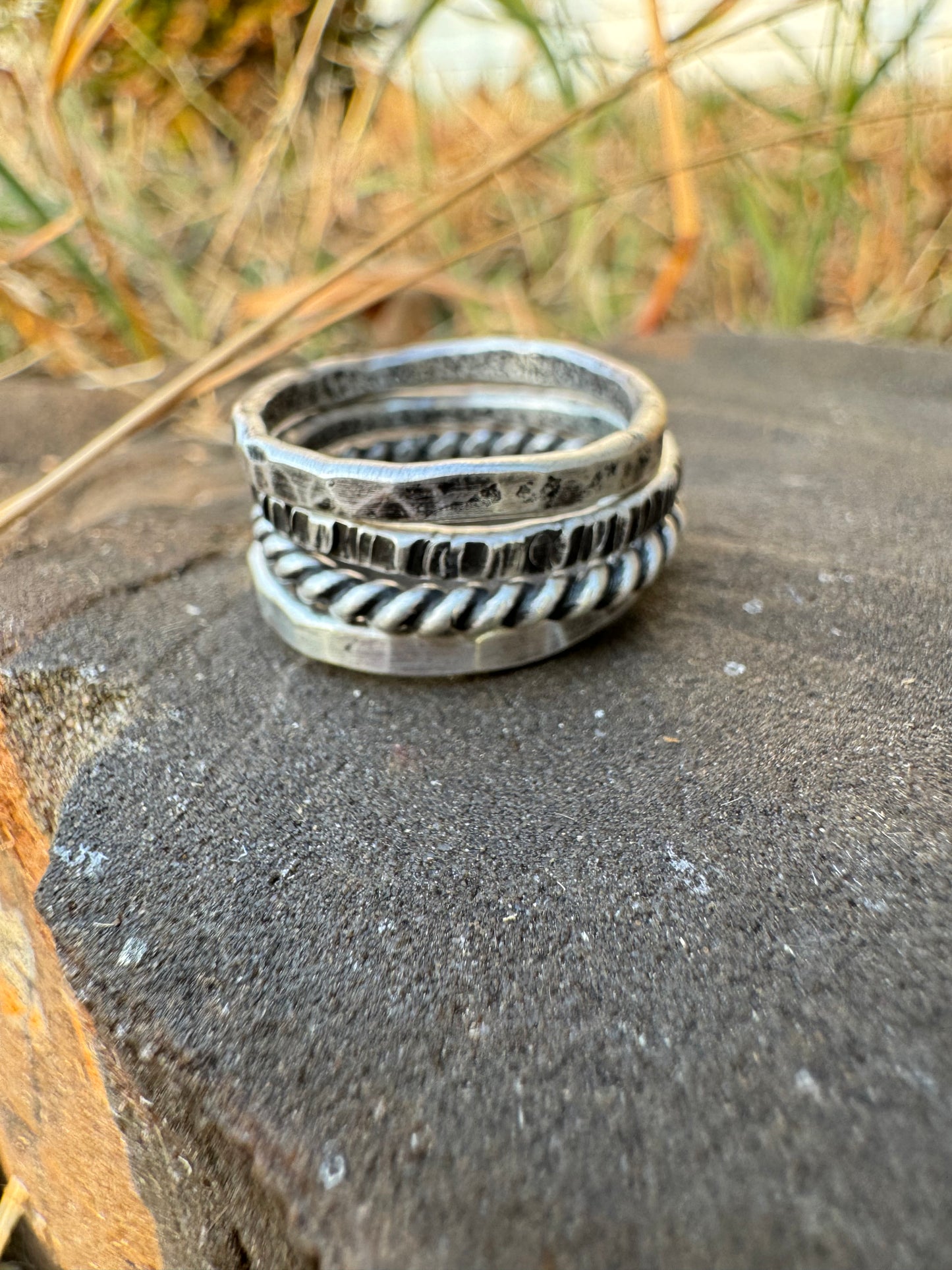 Sterling silver stack set of 4 size 7