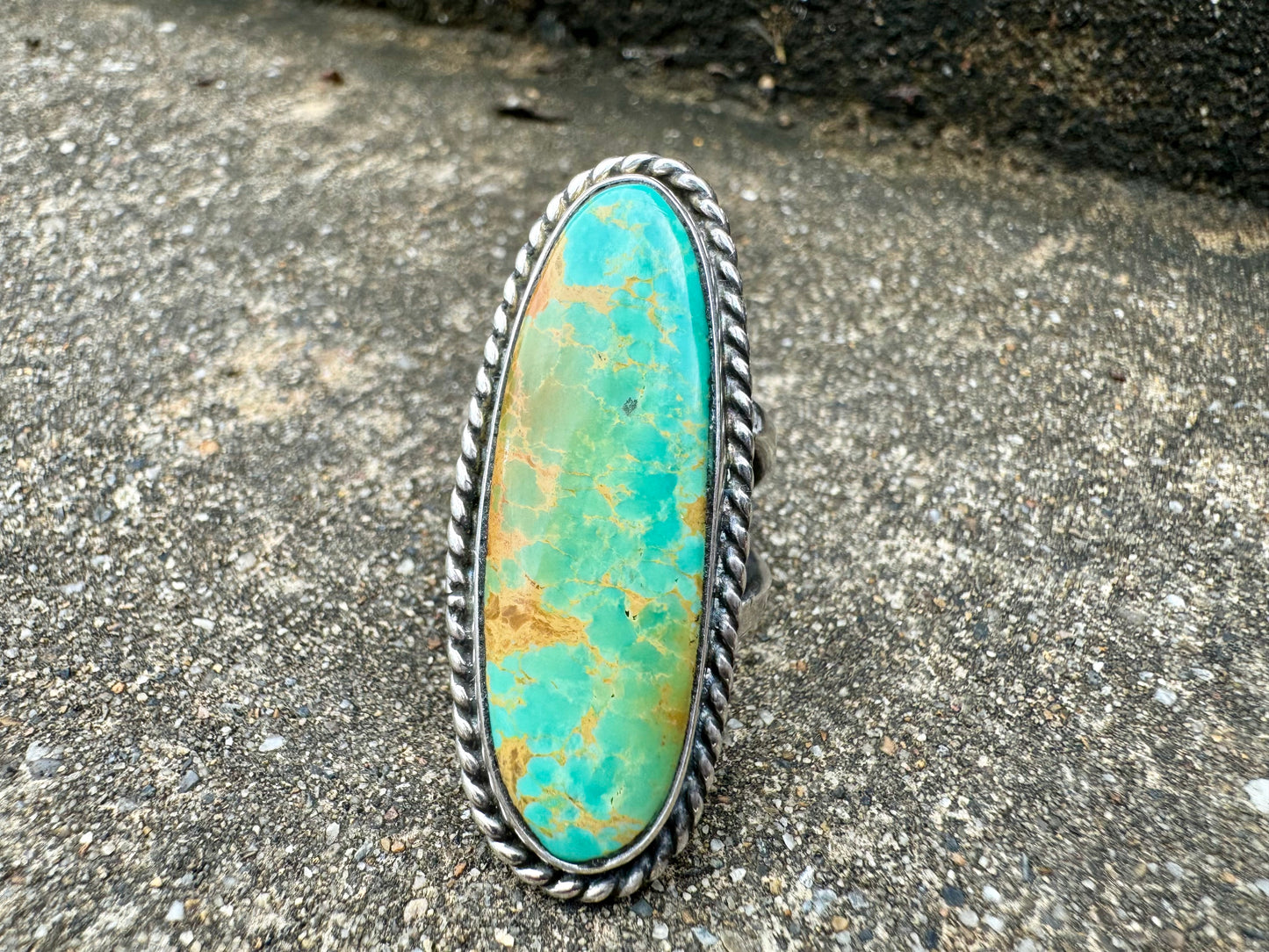 High grade Tyrone turquoise statement ring size 6.5