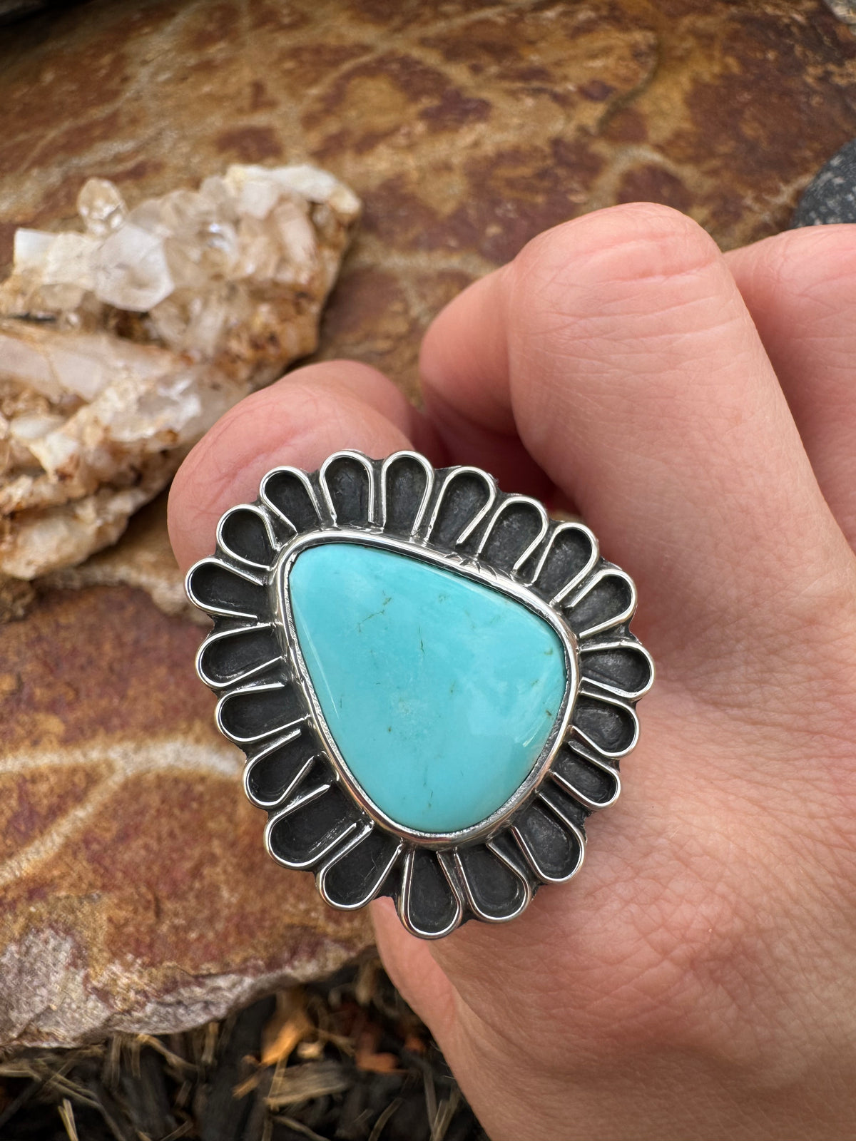 Tyrone turquoise Blossom ring size 7.5