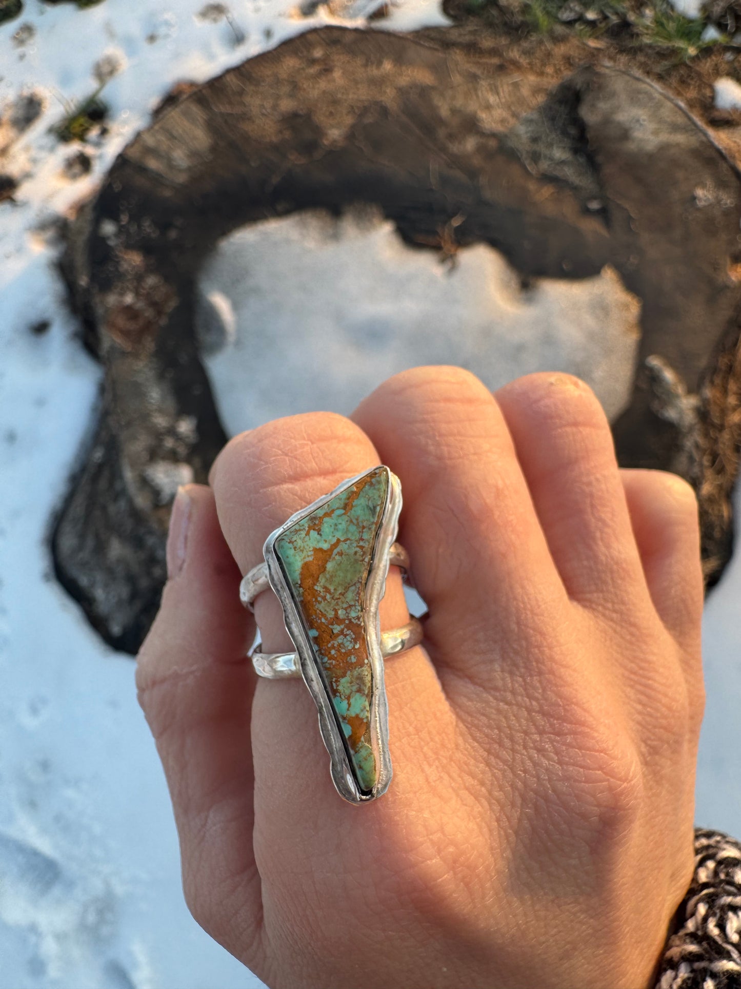 Freeform Kingman turquoise Ring size 7