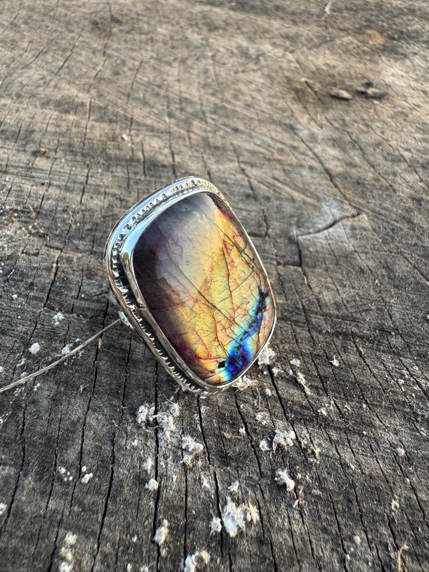 Labradorite statement ring size 9