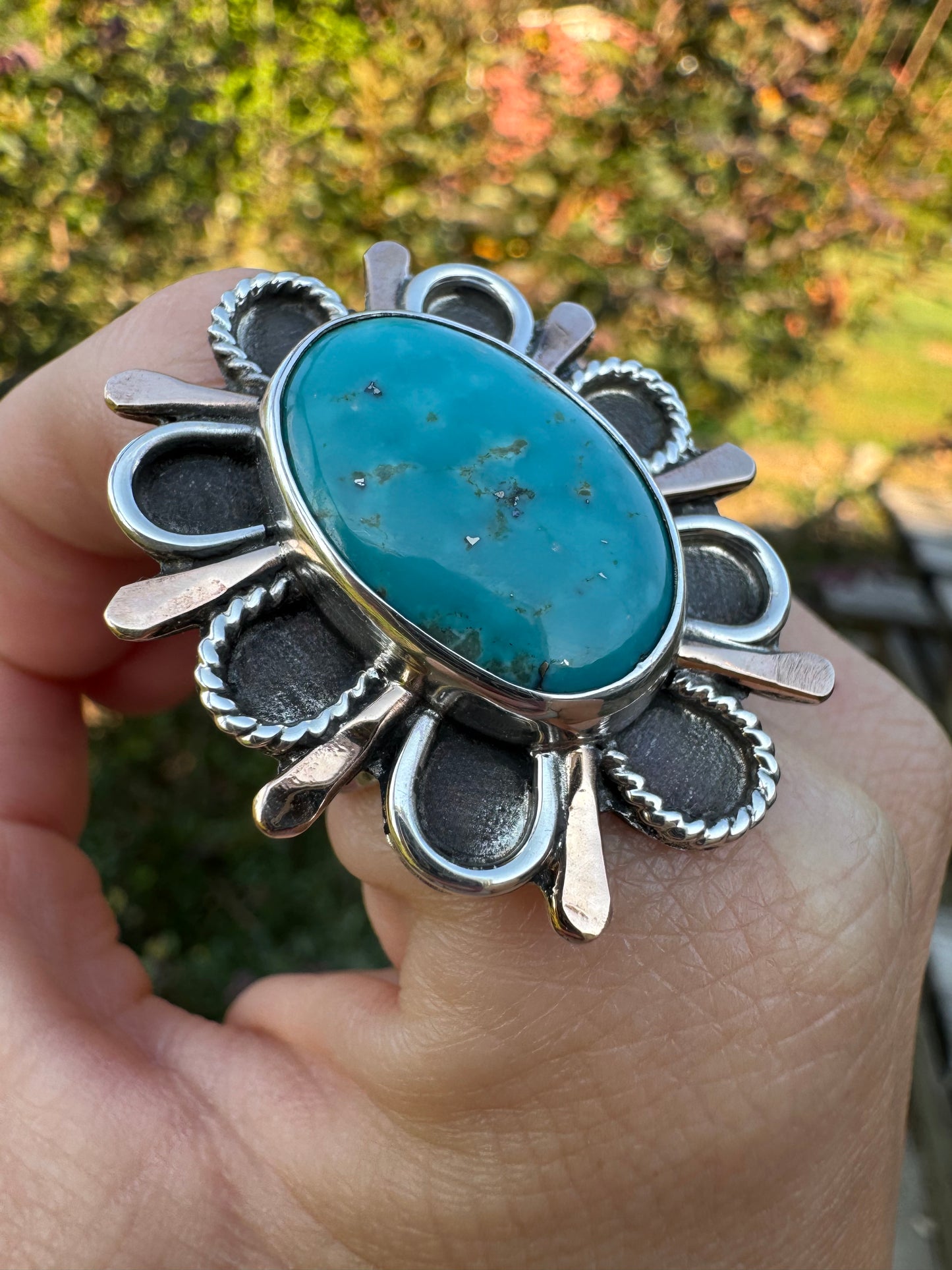 Turquoise sunburst ring size 7
