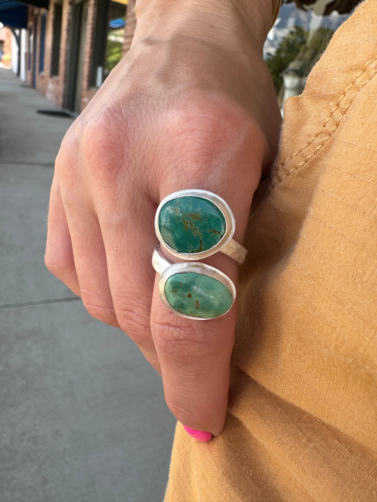 Green turquoise adjustable ring
