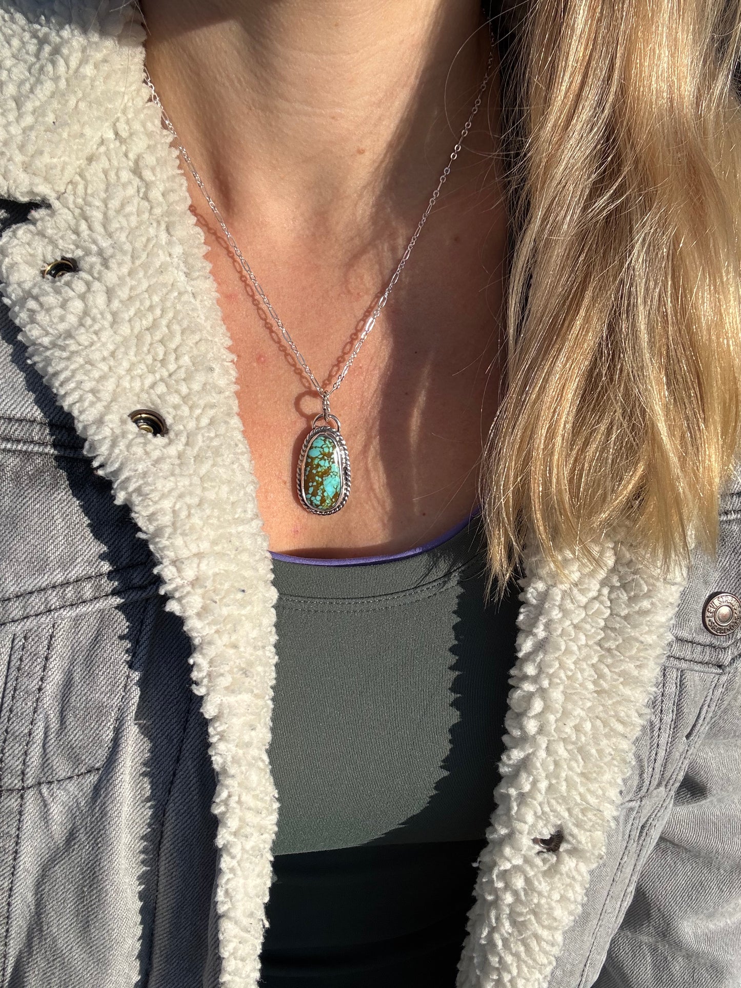 Tyrone Turquoise twisted rope necklace