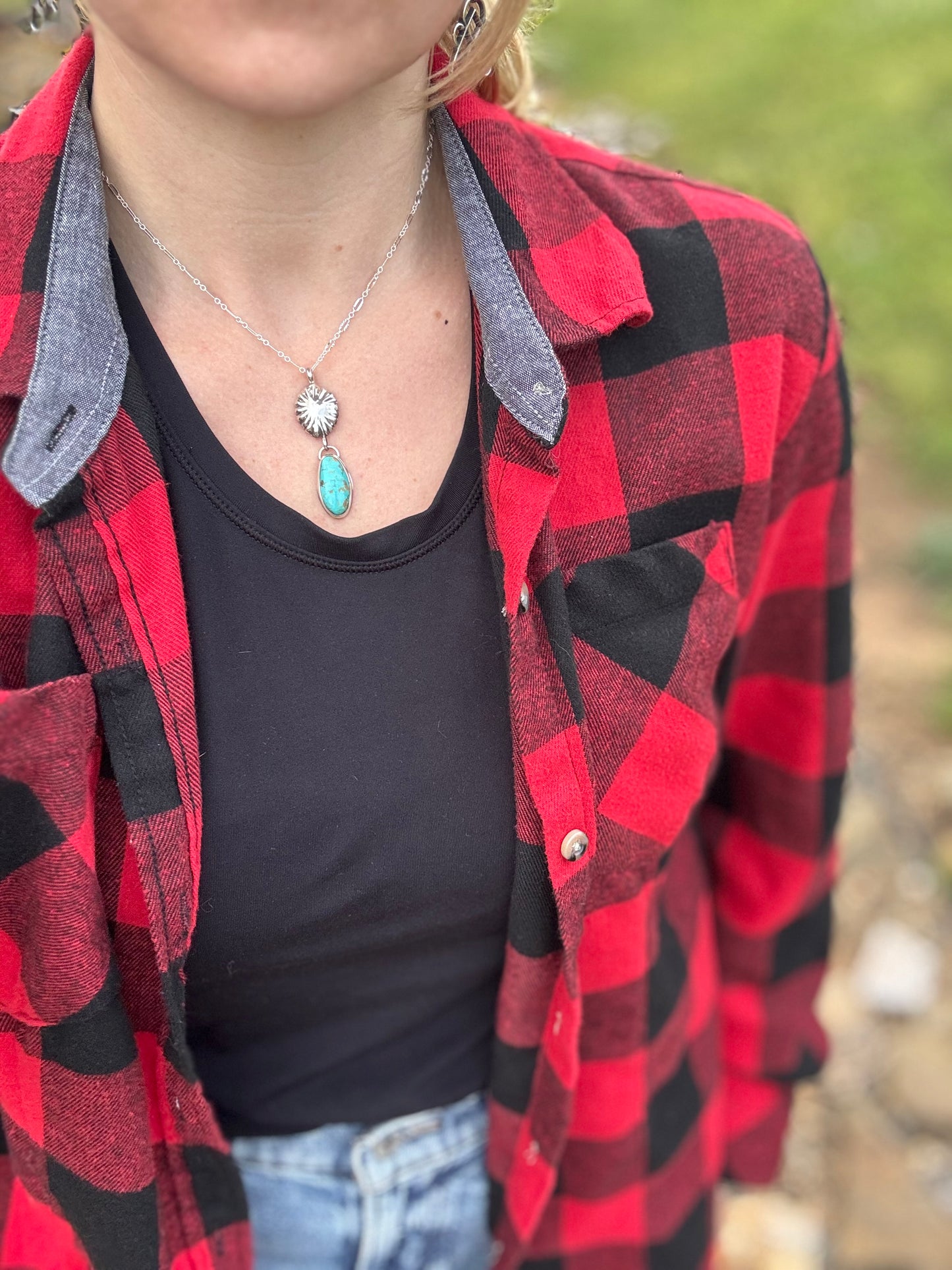 Handmade concho Turquoise pendant