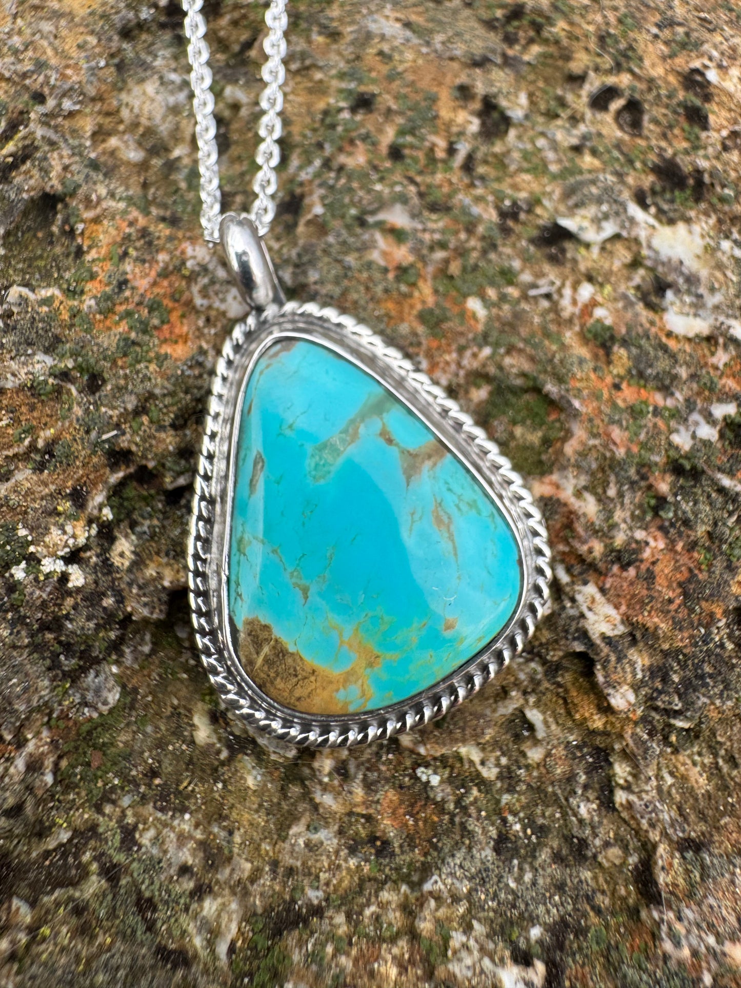 Tyrone turquoise tear drop pendant