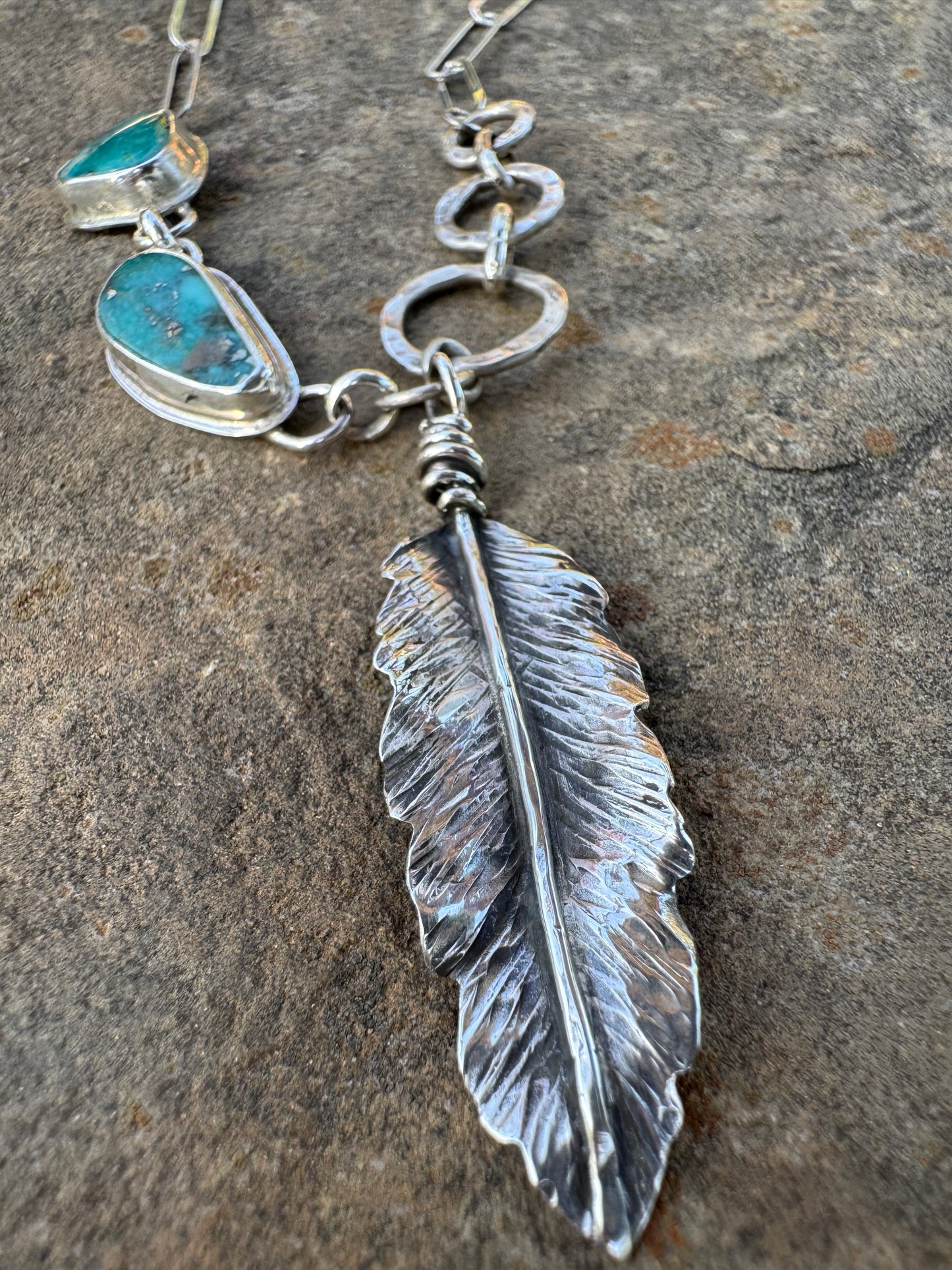 Feather and Sky Campitos Turquoise Statement Necklace