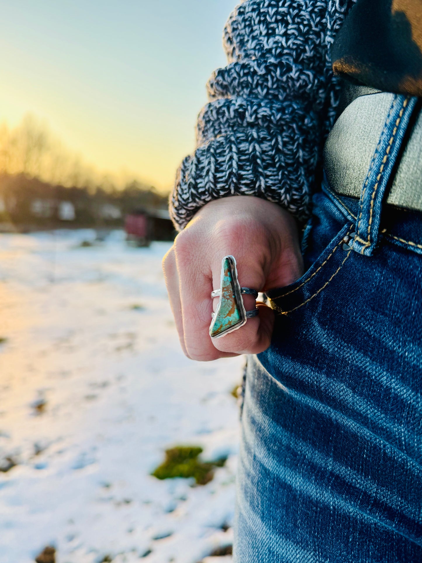 Freeform Kingman turquoise Ring size 7