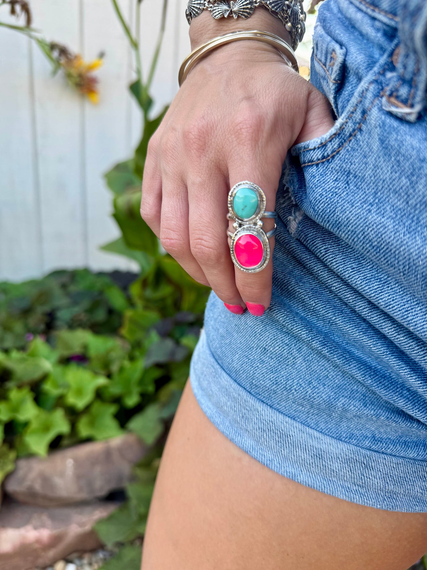 Fuchsia & Turquoise Statement ring