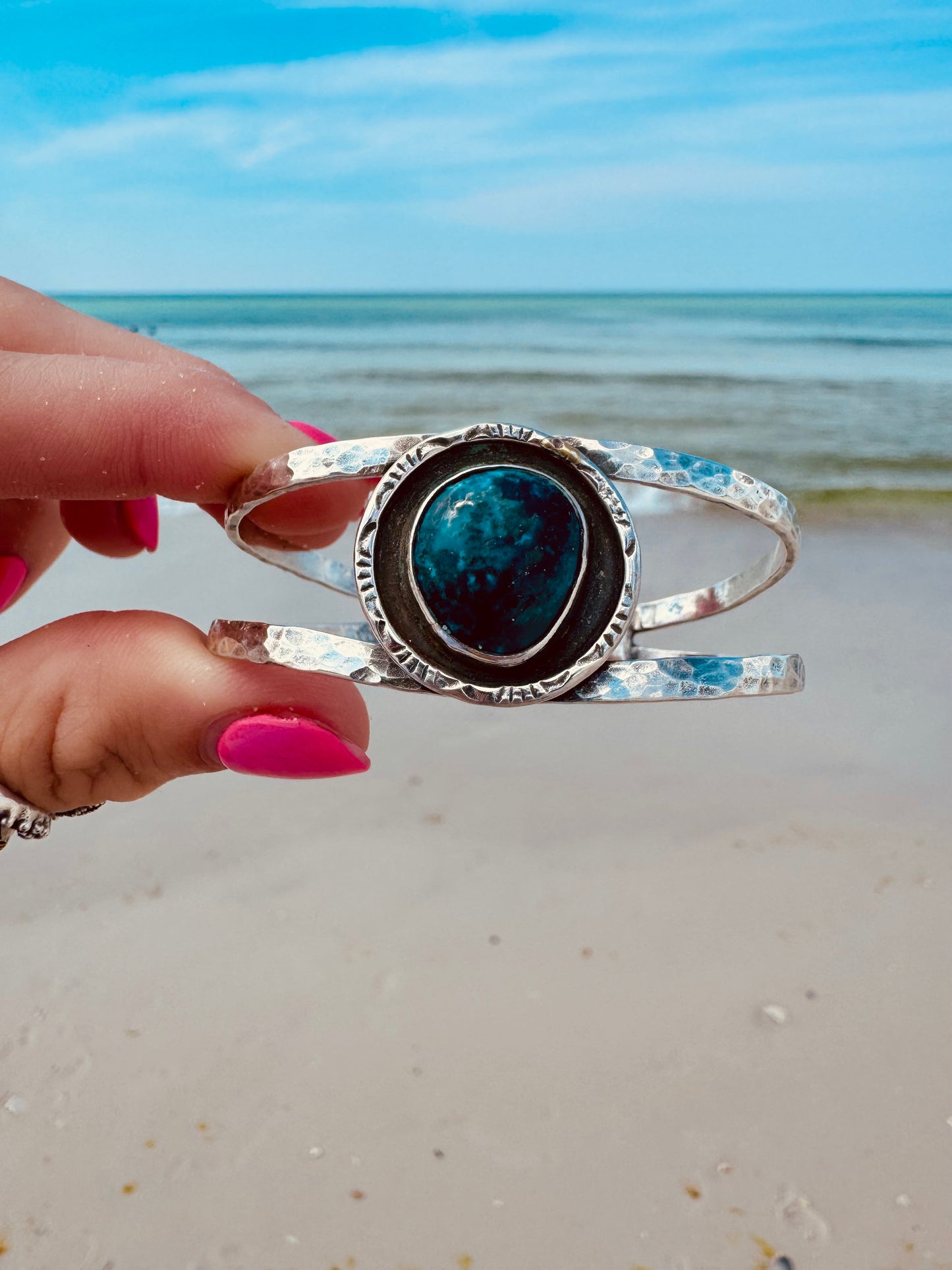 Dark Blue Turquoise shadow box Cuff