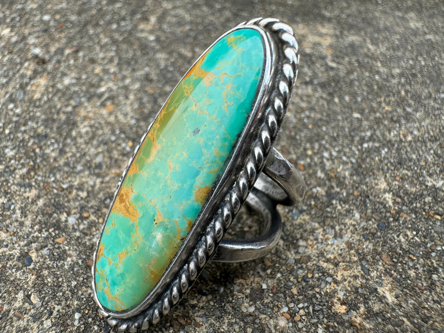 High grade Tyrone turquoise statement ring size 6.5