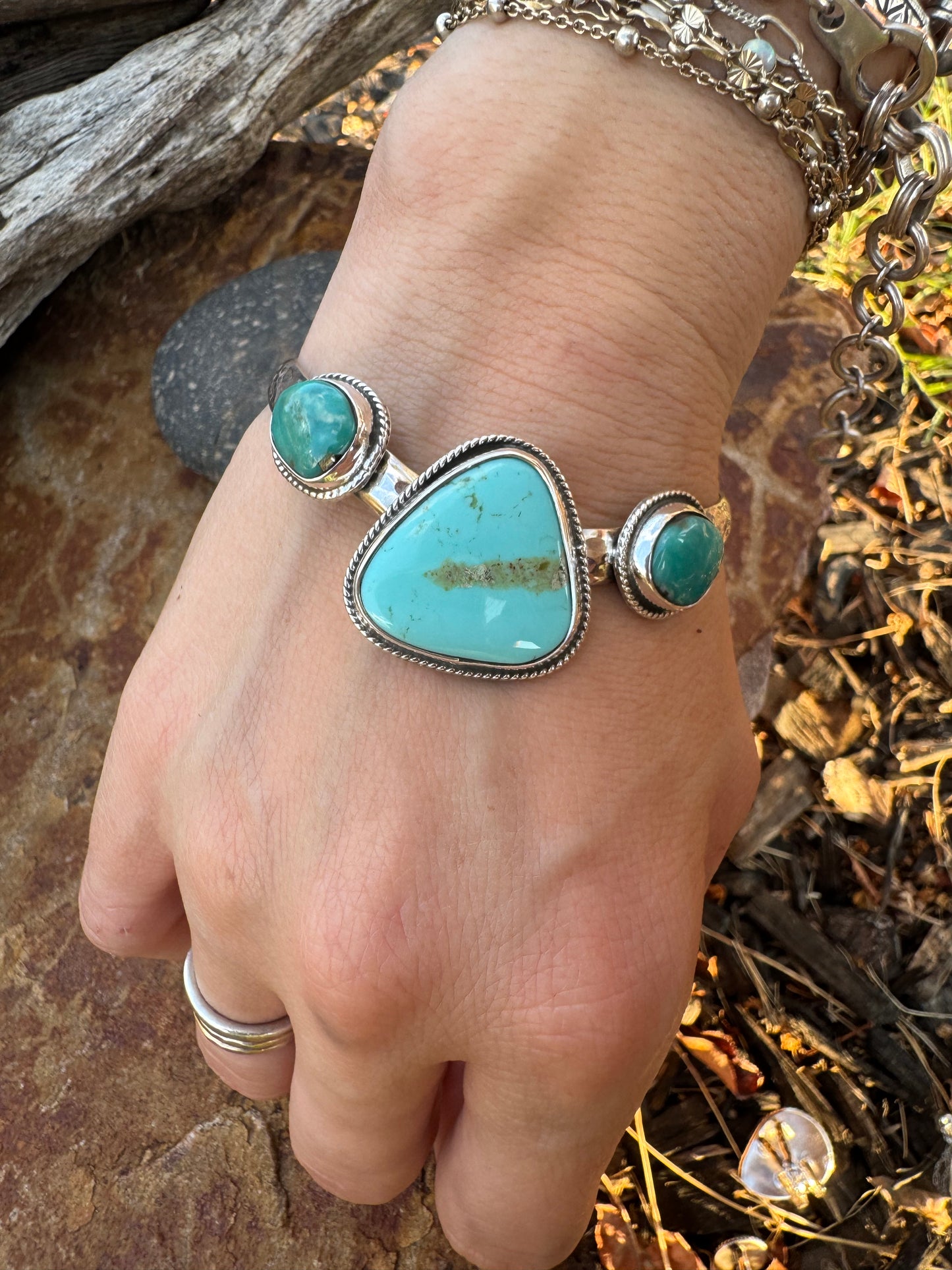 Turquoise Trio Sterling silver Cuff