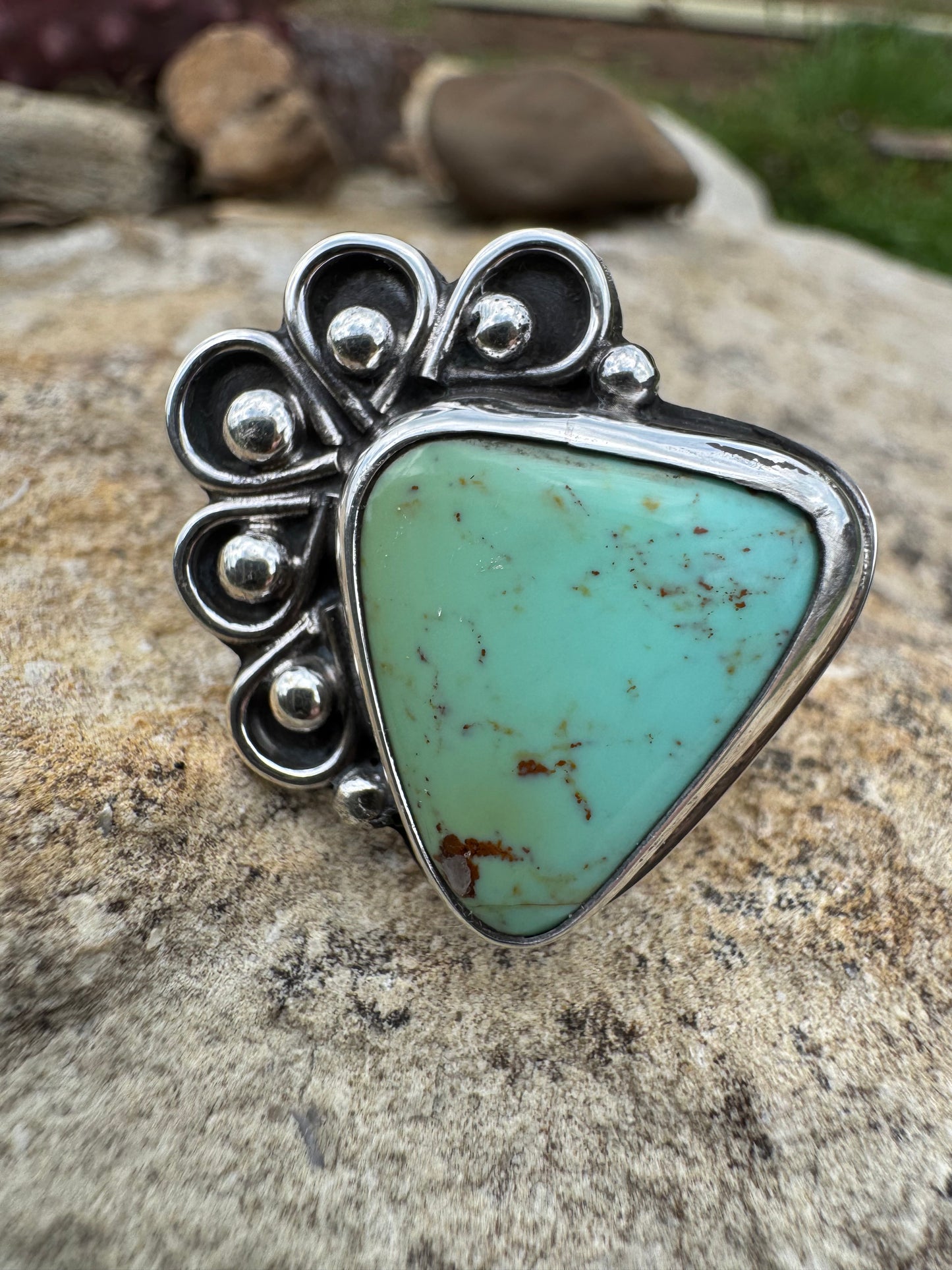 Desert Bloom Tyrone Turquoise ring size 8