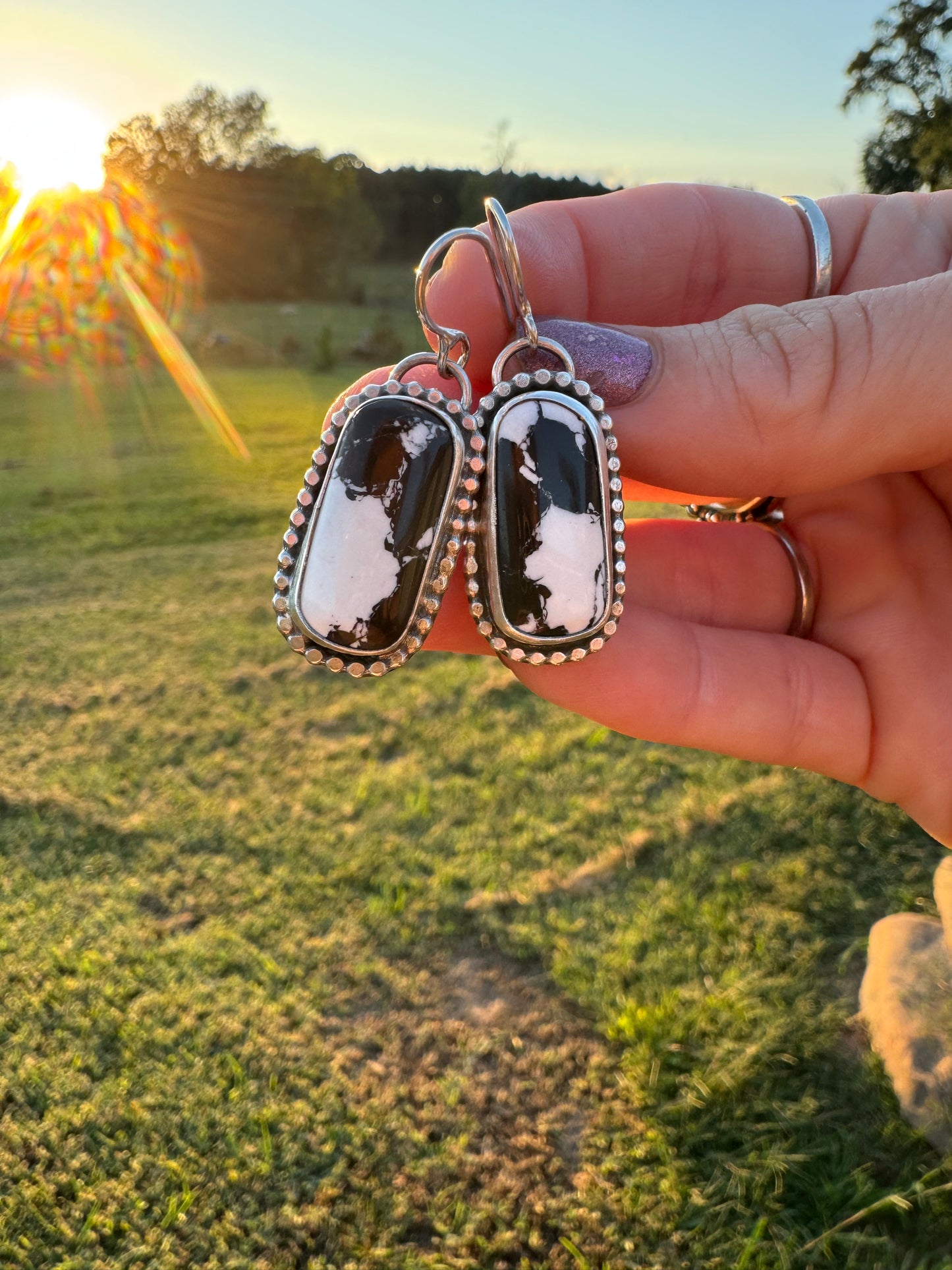 White buffalo turquoise earrings