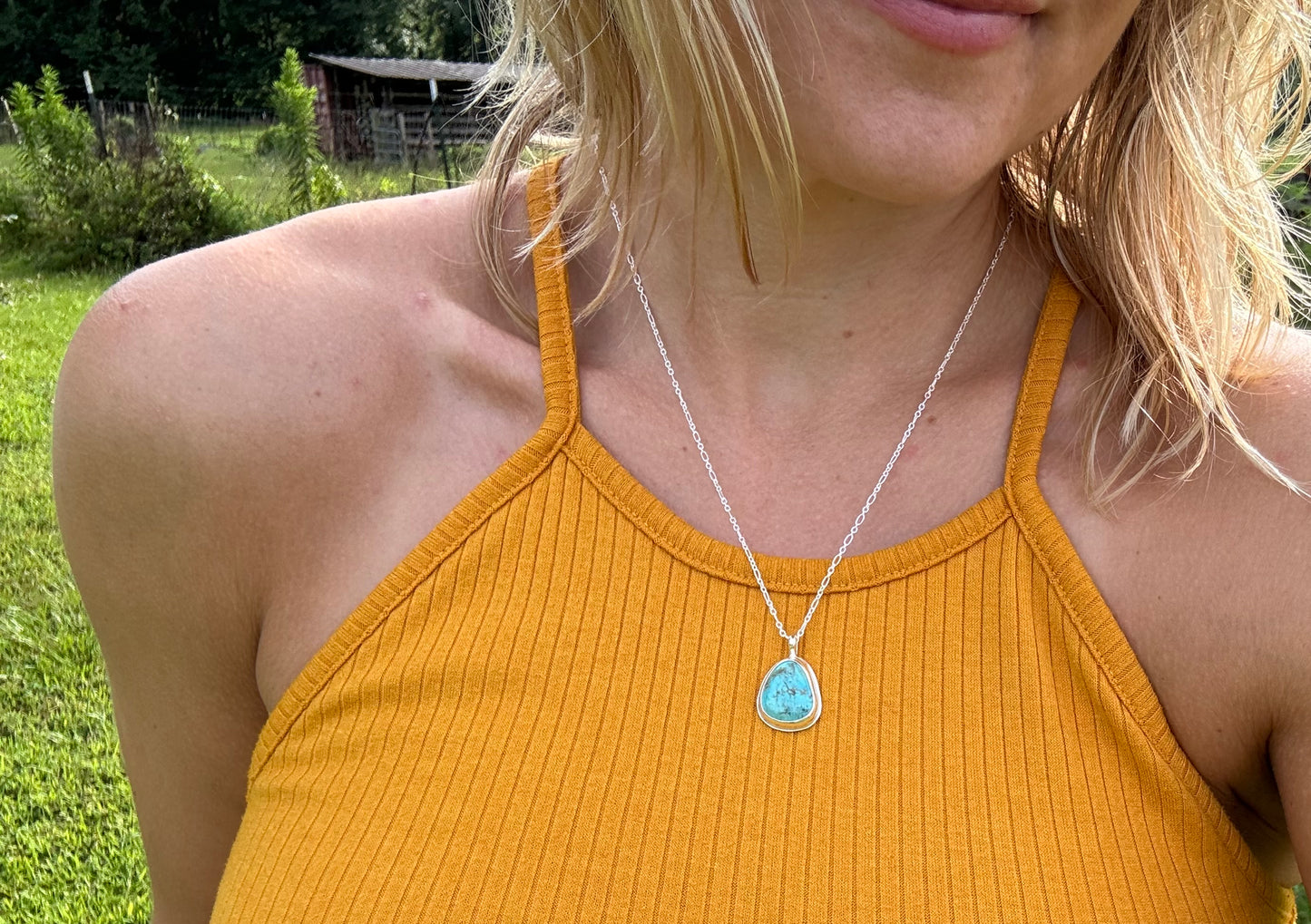 Dainty Kingman turquoise pendant