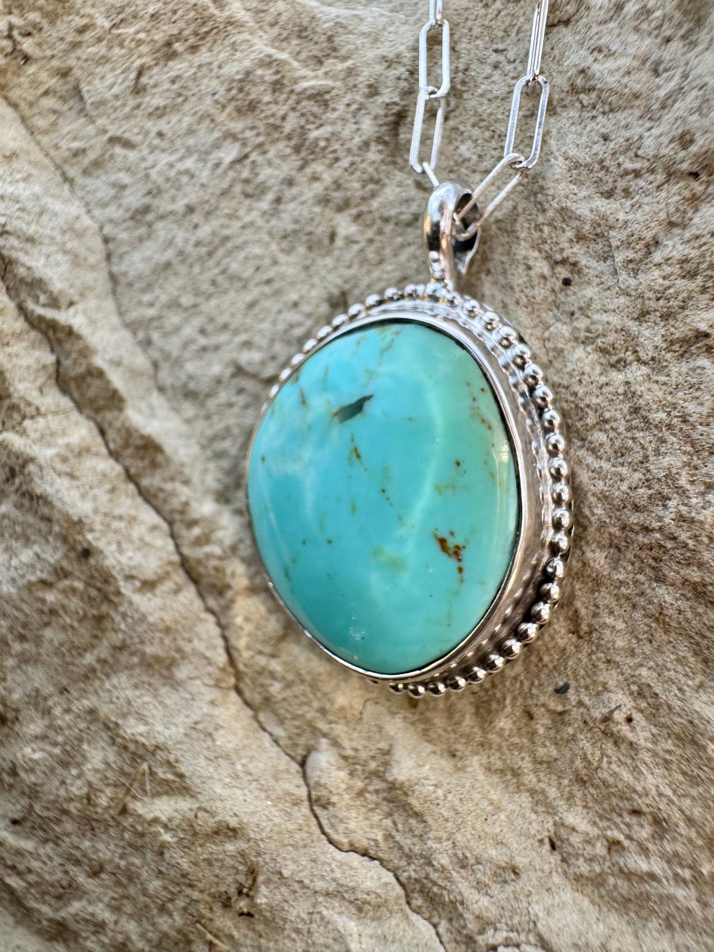 Freeform Beaded Tyrone Turquoise Necklace