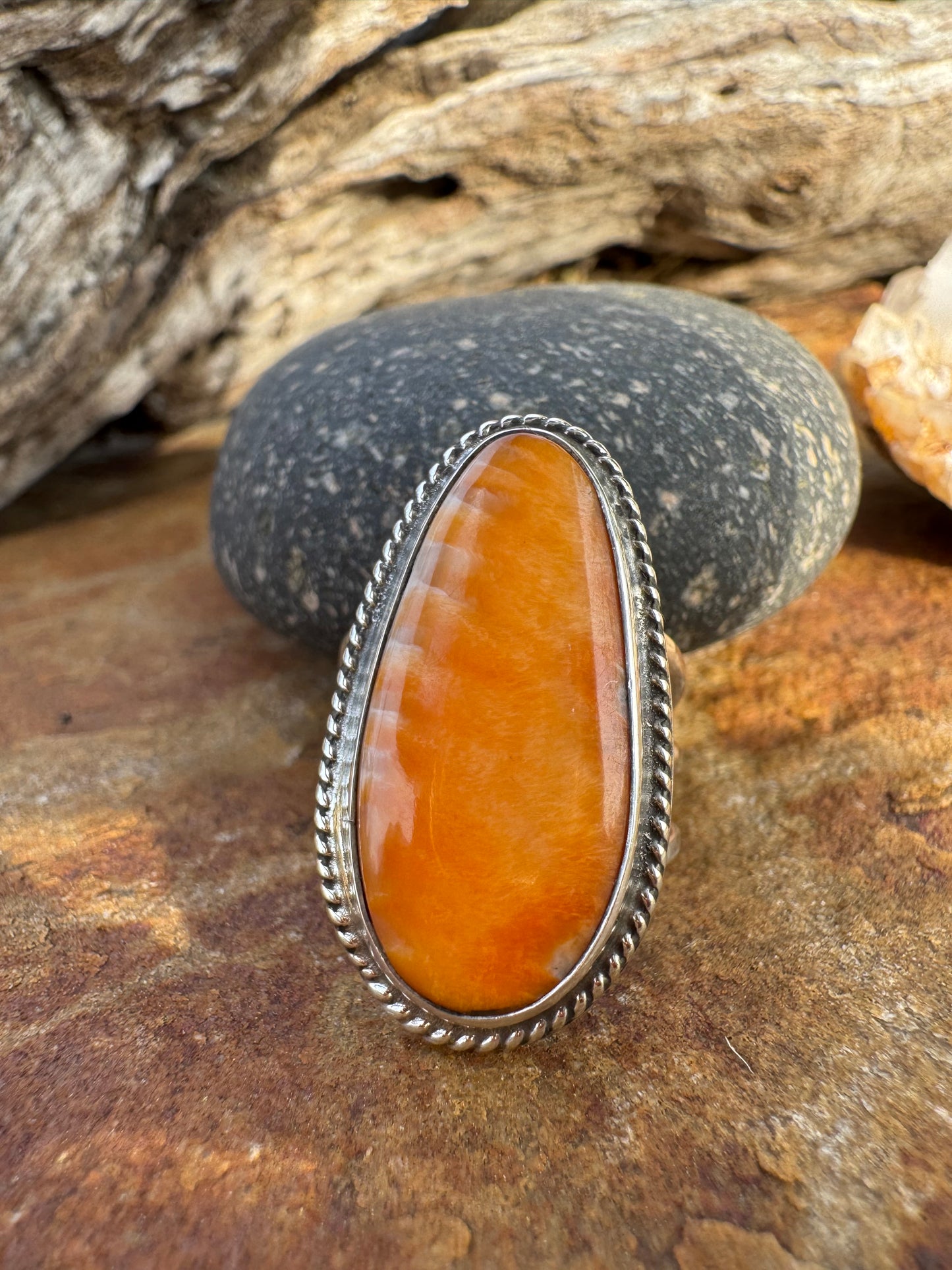 Long oval Spiny oyster ring size 8.5