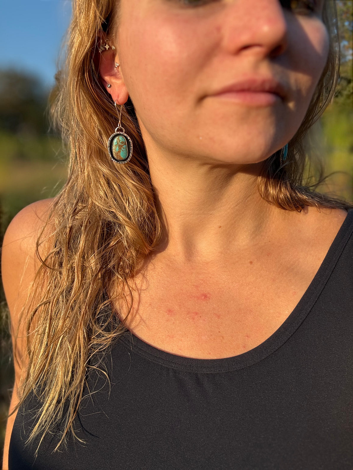 Oval Tyrone Turquoise Sterling Silver Earrings