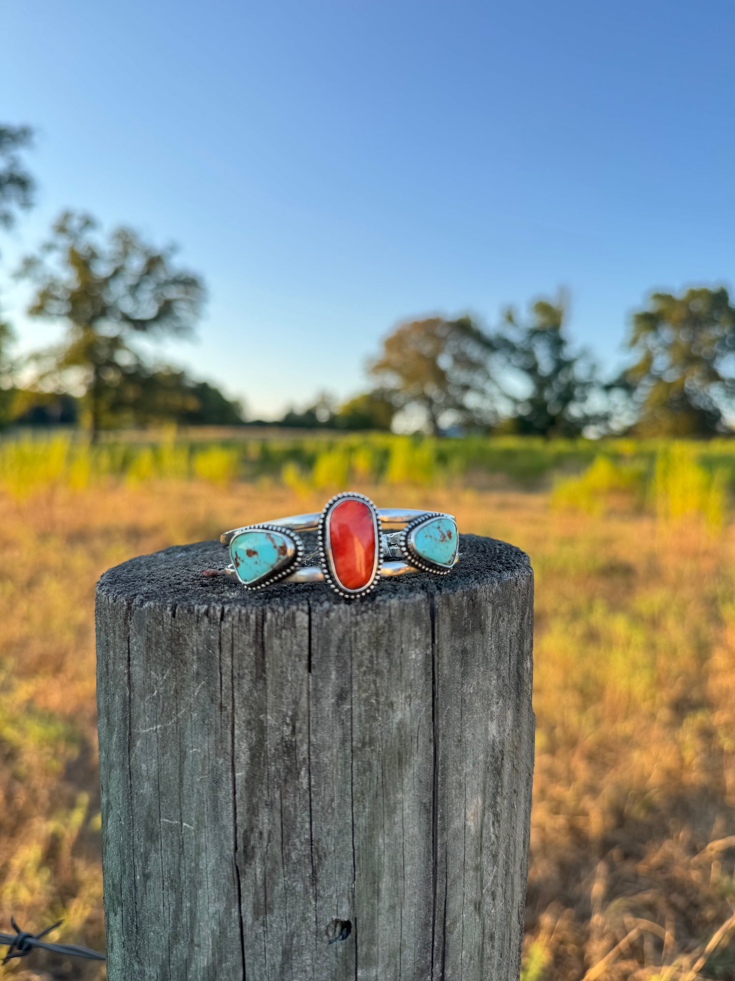 Tyrone turquoise and Spiny oyster cuff