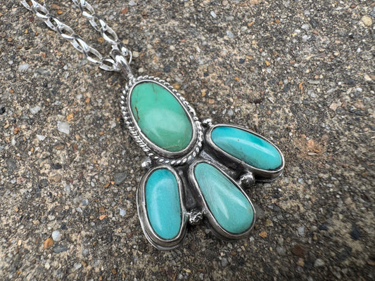 Dainty turquoise cluster necklace