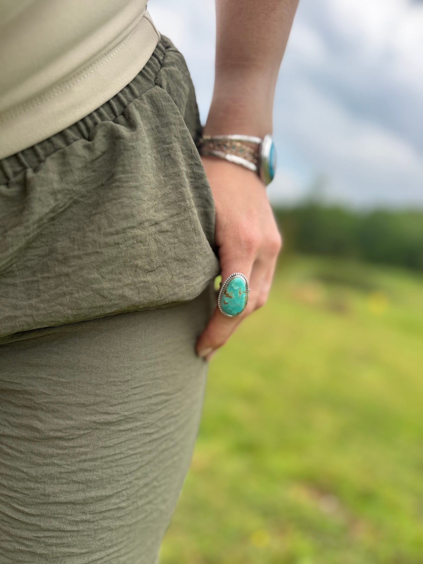 Oval Tyrone turquoise ring size 8