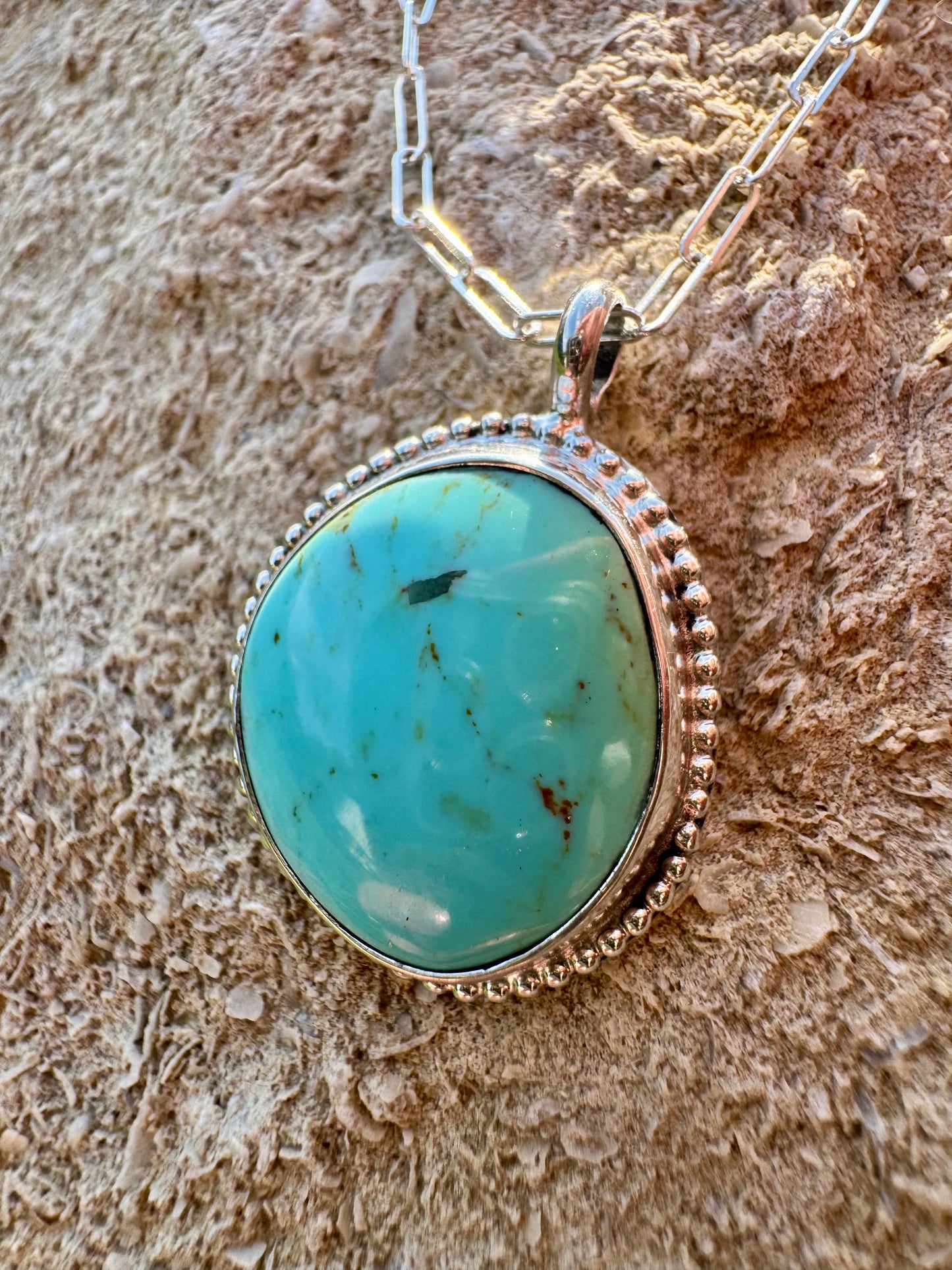 Freeform Beaded Tyrone Turquoise Necklace