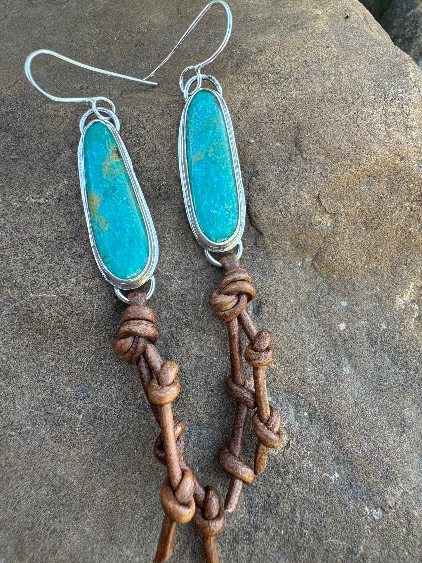 Kingman turquoise earrings with leather