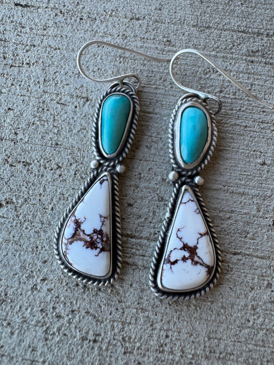 Wild horse magnesite and turquoise earrings