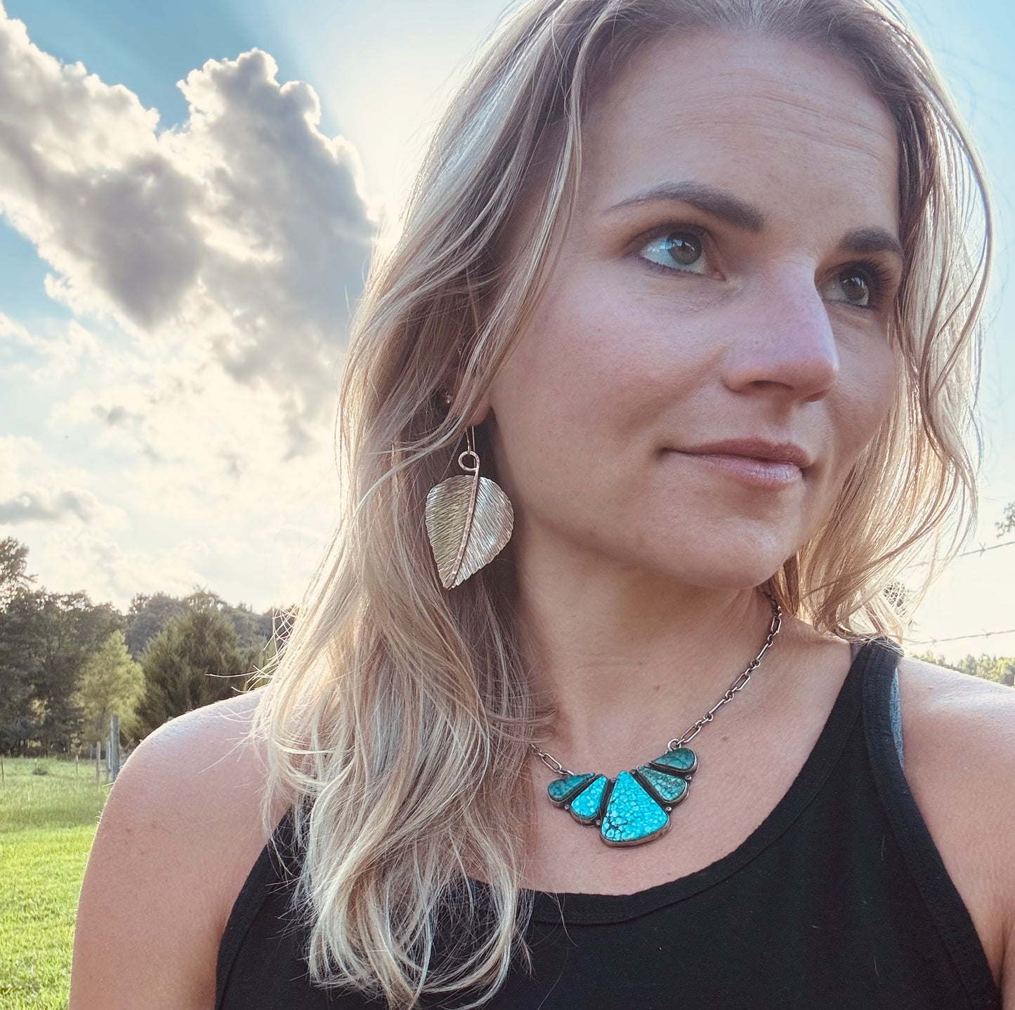 Sterling silver and Bronze textured Leaf Earrings