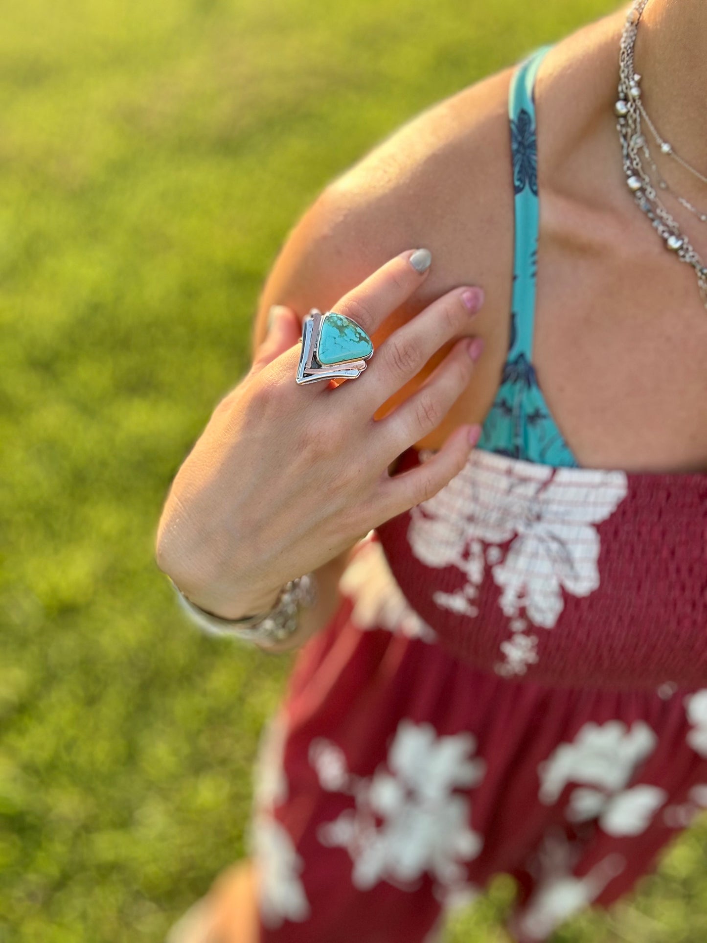 Blooming Tyrone Turquoise ring size 8