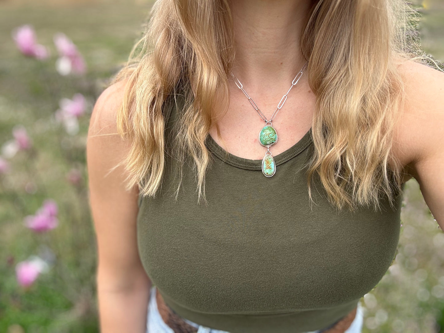 Turquoise Paperclip Chain Necklace