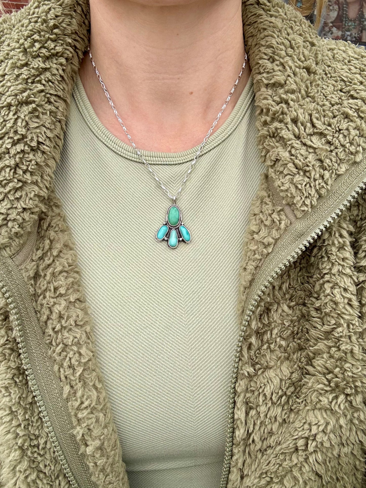 Dainty turquoise cluster necklace