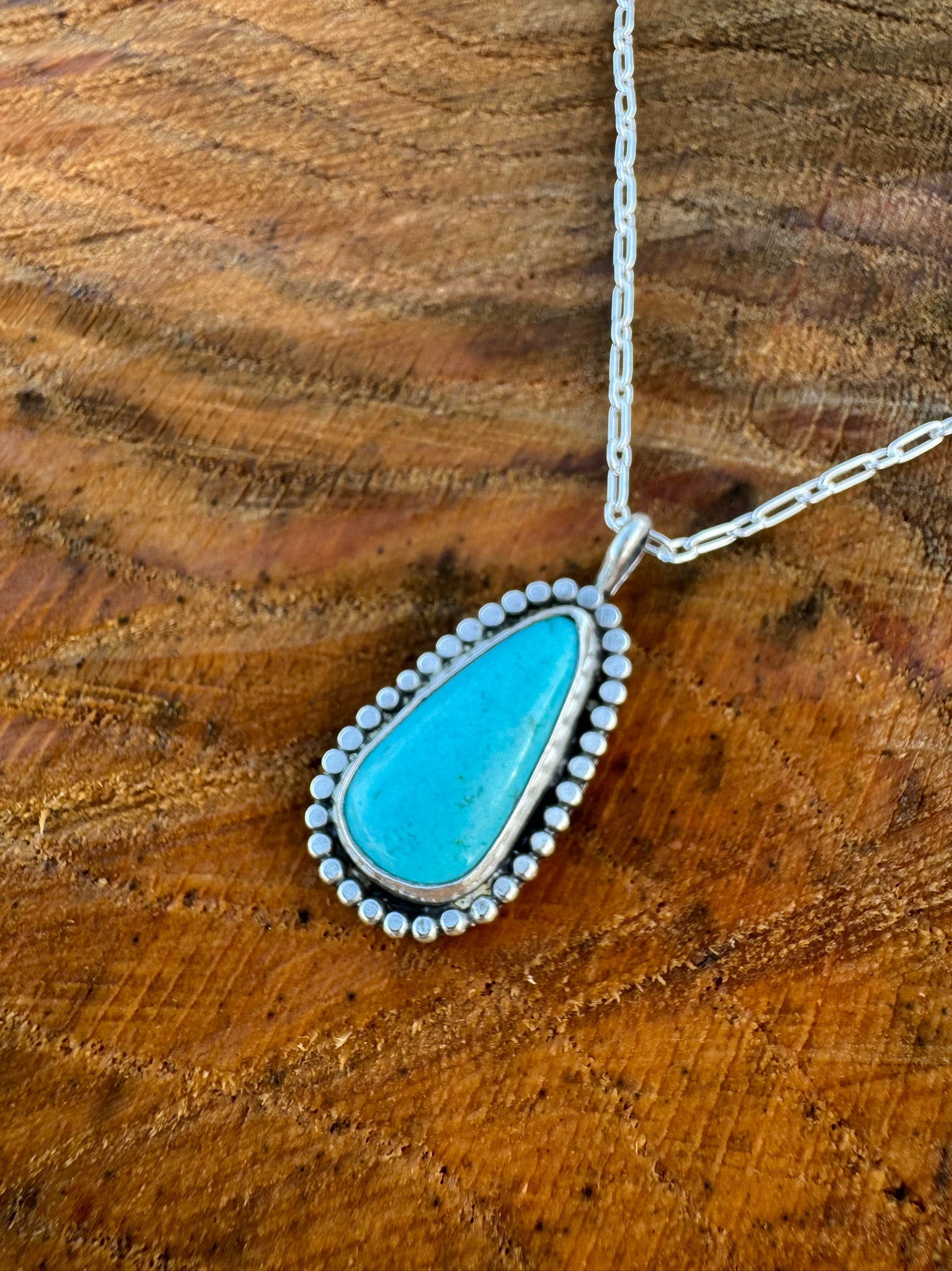 Kingman turquoise beaded detail pendant