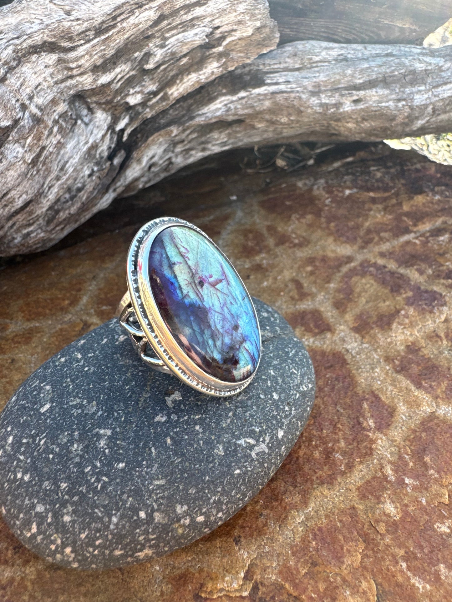 Labradorite Statement ring size 8.5