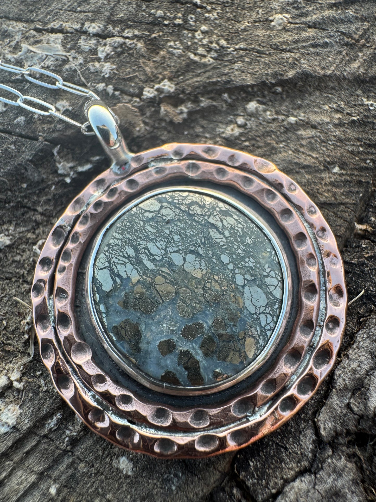 Marcasite and Copper Medallion Pendant