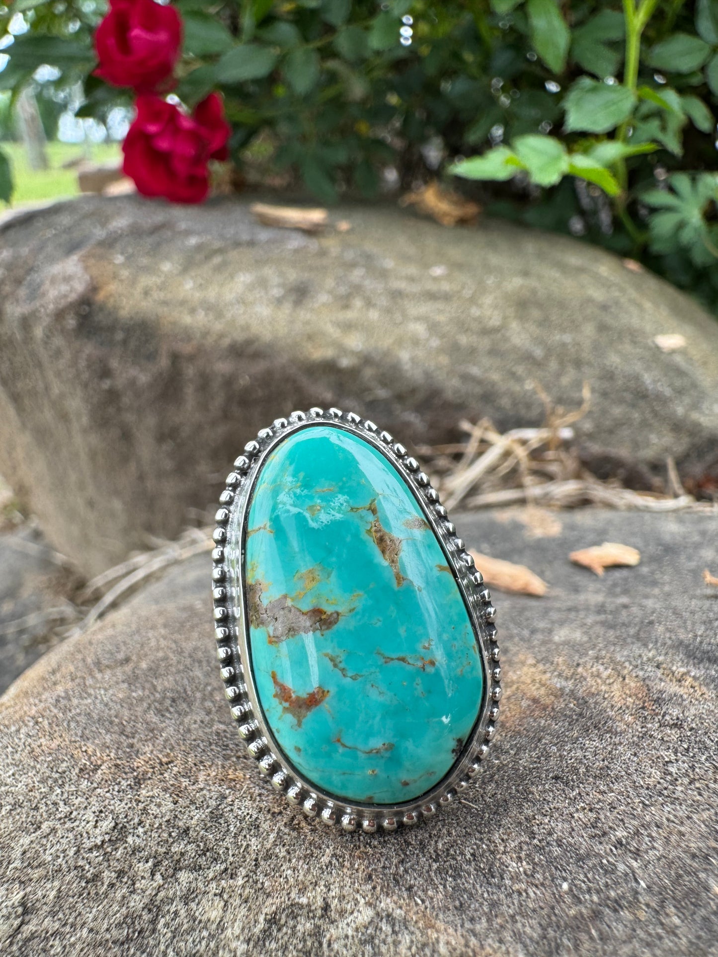 Oval Tyrone turquoise ring size 8