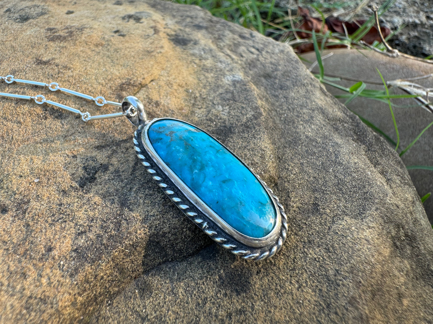 Deep blue Kingman turquoise pendant